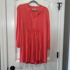 Pretty coral old navy long sleeve pleated tunic Med